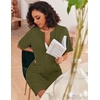 Ekouaer Zip Up Robes for Women Short Knit Bathrobe with Pockets(Army Green)