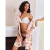 Ekouaer Zip Up Robes for Women Short Knit Bathrobe with Pockets(Beige Flower)