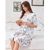 Ekouaer Zip Up Robes for Women Short Knit Bathrobe with Pockets(Big Floral White)