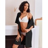 Ekouaer Zip Up Robes for Women Short Knit Bathrobe with Pockets(Black)