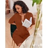 Ekouaer Zip Up Robes for Women Short Knit Bathrobe with Pockets(Caramel)