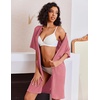 Ekouaer Zip Up Robes for Women Short Knit Bathrobe with Pockets(Coral)