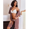 Ekouaer Zip Up Robes for Women Short Knit Bathrobe with Pockets(Dark Red)