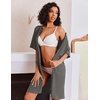 Ekouaer Zip Up Robes for Women Short Knit Bathrobe with Pockets(Deep Gray)