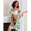 Ekouaer Zip Up Robes for Women Short Knit Bathrobe with Pockets(Green Leaf)