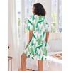 Ekouaer Zip Up Robes for Women Short Knit Bathrobe with Pockets(Green Leaf)