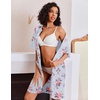 Ekouaer Zip Up Robes for Women Short Knit Bathrobe with Pockets(Light Blue Flower)