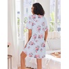 Ekouaer Zip Up Robes for Women Short Knit Bathrobe with Pockets(Light Blue Flower)