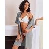 Ekouaer Zip Up Robes for Women Short Knit Bathrobe with Pockets(Light Gray)
