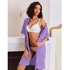 Ekouaer Zip Up Robes for Women Short Knit Bathrobe with Pockets(Lilac)
