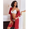 Ekouaer Zip Up Robes for Women Short Knit Bathrobe with Pockets(Red)