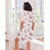 Ekouaer Zip Up Robes for Women Short Knit Bathrobe with Pockets(White Pink Flower)