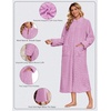 Ekouaer Zipper Robes for Women Long Fleece Warm Housecoat with Pockets(01light Purple)
