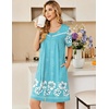 Ekouaer Zipper Robes for Women Short Sleeve Housecoats Zip Up Nightgowns(Blue Floral)