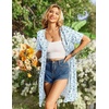 Ekouaer Zipper Robes for Women Short Sleeve Housecoats Zip Up Nightgowns(Flower Light Blue)