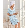 Ekouaer Zipper Robes for Women Short Sleeve Housecoats Zip Up Nightgowns(Flower Light Blue)