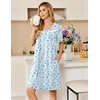 Ekouaer Zipper Robes for Women Short Sleeve Housecoats Zip Up Nightgowns(Flower Light Blue)