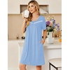 Ekouaer Zipper Robes for Women Short Sleeve Housecoats Zip Up Nightgowns(Light Blue)