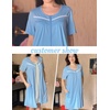 Ekouaer Zipper Robes for Women Short Sleeve Housecoats Zip Up Nightgowns(Light Blue)