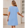 Ekouaer Zipper Robes for Women Short Sleeve Housecoats Zip Up Nightgowns(Light Blue)