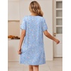 Ekouaer Zipper Robes for Women Short Sleeve Housecoats Zip Up Nightgowns(Light Blue Floral)