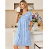 Ekouaer Zipper Robes for Women Short Sleeve Housecoats Zip Up Nightgowns(Light Blue Floral)