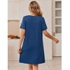 Ekouaer Zipper Robes for Women Short Sleeve Housecoats Zip Up Nightgowns(Navy Blue)