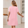 Ekouaer Zipper Robes for Women Short Sleeve Housecoats Zip Up Nightgowns(Pink)