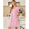Ekouaer Zipper Robes for Women Short Sleeve Housecoats Zip Up Nightgowns(Pink Floral)