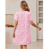 Ekouaer Zipper Robes for Women Short Sleeve Housecoats Zip Up Nightgowns(Pink Floral)