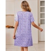 Ekouaer Zipper Robes for Women Short Sleeve Housecoats Zip Up Nightgowns(Purple Dots)