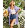 Ekouaer Zipper Robes for Women Short Sleeve Housecoats Zip Up Nightgowns(Purple Dots)