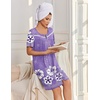 Ekouaer Zipper Robes for Women Short Sleeve Housecoats Zip Up Nightgowns(Purple Floral)