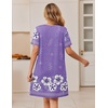 Ekouaer Zipper Robes for Women Short Sleeve Housecoats Zip Up Nightgowns(Purple Floral)