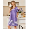 Ekouaer Zipper Robes for Women Short Sleeve Housecoats Zip Up Nightgowns(Purple Floral)
