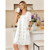 Ekouaer Zipper Robes for Women Short Sleeve Housecoats Zip Up Nightgowns(White Colorful Florals)