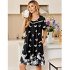 Ekouaer Zipper Robes for Women Short Sleeve Housecoats Zip Up Nightgowns(White Floral & Butterfly)