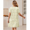 Ekouaer Zipper Robes for Women Short Sleeve Housecoats Zip Up Nightgowns(Yellow & Red Floral)