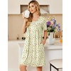 Ekouaer Zipper Robes for Women Short Sleeve Housecoats Zip Up Nightgowns(Yellow & Red Floral)