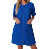 Ekouaer Zip Up Robes for Women Short Knit Bathrobe with Pockets(Blue Purple)