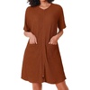 Ekouaer Zip Up Robes for Women Short Knit Bathrobe with Pockets(Caramel)