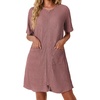 Ekouaer Zip Up Robes for Women Short Knit Bathrobe with Pockets(Dark Red)