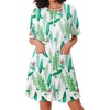 Ekouaer Zip Up Robes for Women Short Knit Bathrobe with Pockets(Green Leaf)