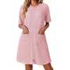 Ekouaer Zip Up Robes for Women Short Knit Bathrobe with Pockets(Hot Pink)