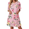 Ekouaer Zip Up Robes for Women Short Knit Bathrobe with Pockets(Pink Floral)