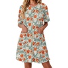 Ekouaer Zip Up Robes for Women Short Knit Bathrobe with Pockets(Red White Floral)