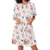 Ekouaer Zip Up Robes for Women Short Knit Bathrobe with Pockets(White Pink Flower)