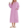 Ekouaer Zipper Robes for Women Long Fleece Warm Housecoat with Pockets(01light Purple)