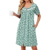 Ekouaer Zipper Robes for Women Short Sleeve Housecoats Zip Up Nightgowns(Light Green Floral)