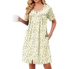 Ekouaer Zipper Robes for Women Short Sleeve Housecoats Zip Up Nightgowns(Yellow & Red Floral)